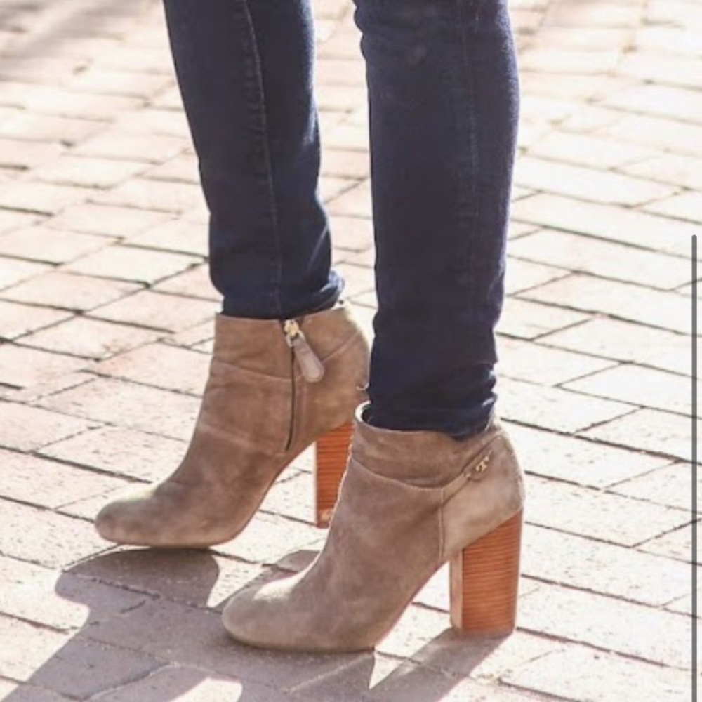 Tory Burch Brown Leather Fulton Zip Ankle Boots Booties 10 - Picture 2 of 16